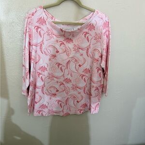 Charter Club Pink and White Boxy Blouse